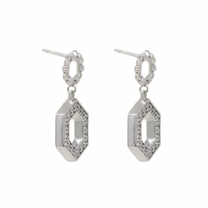 Orecchini Super Deco in Rodio con Pavé