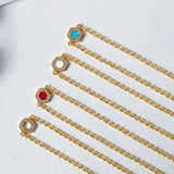 Collana Deco in Oro con Blu, Turchese & Pavé
