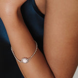 Bracciale Gemma in Rodio con Corallo Rosa