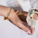 Bracciale Deco Statement in Oro con Blu, Turchese & Pavé