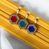 Pendente Deco in Oro con Rosso, Corallo & Pavé