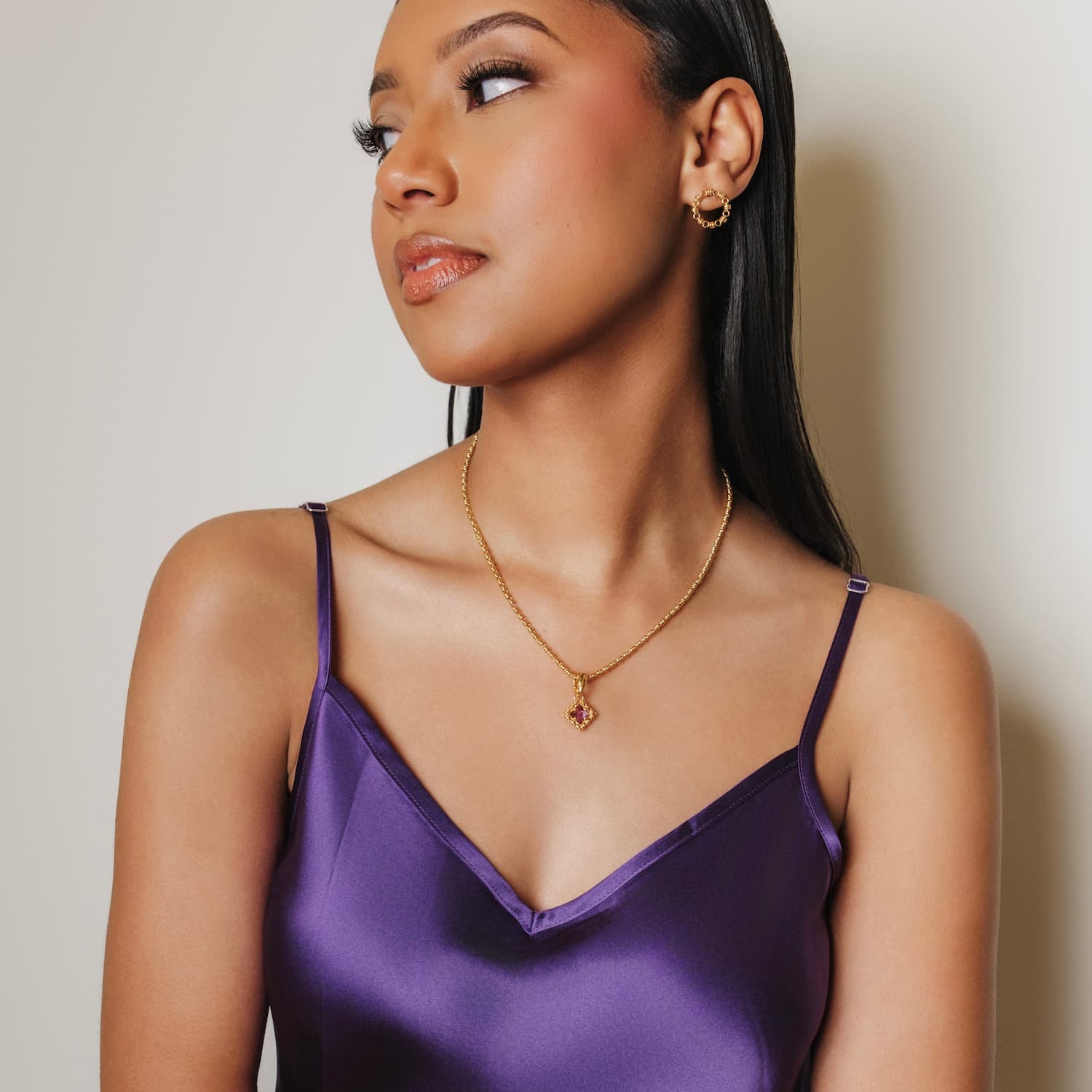 Pendente Quadra in Oro con Ametista, Piccolo