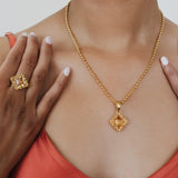 Anello Quadra in Oro con Citrino