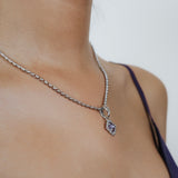 Pendente Quadra in Rodio con Ametista, Piccolo