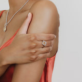 Anello Quadra in Rodio con Citrino, Piccolo