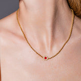 Collana Deco in Oro con Rosso, Corallo & Pavé