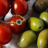 Collana Deco in Oro con Verde, Bianco & Pavé