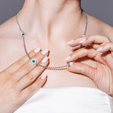 Collana Deco Statement in Rodio con Verde, Bianco & Pavé
