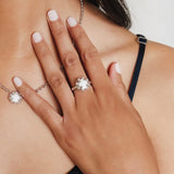 Anello Gemma in Rodio con Agata Bianca