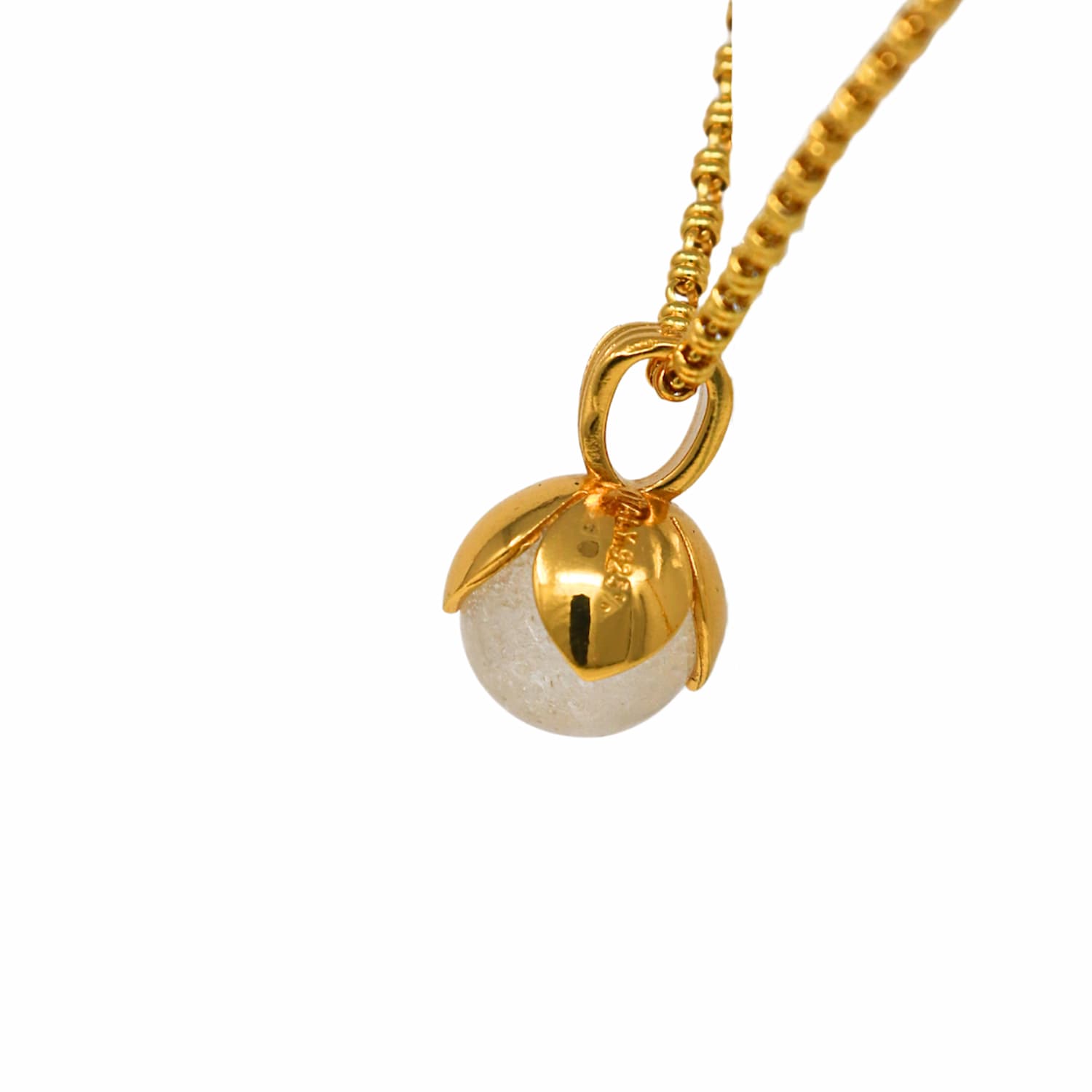 Pendente Magnolia in Oro con Agata Bianca