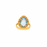 Anello Goccia in Oro con Topazio Azzurro, Piccolo