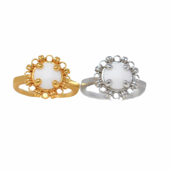 Anello Gemma in Oro con Agata Bianca
