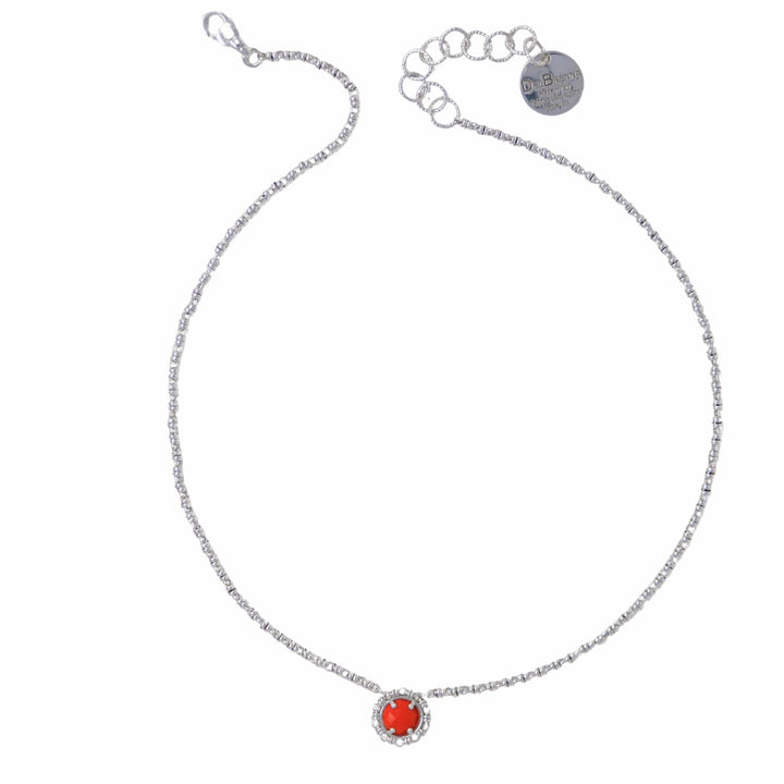 Collana Gemma in Rodio con Corallo