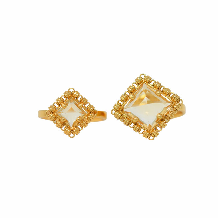 Anello Quadra in Oro con Citrino, Piccolo