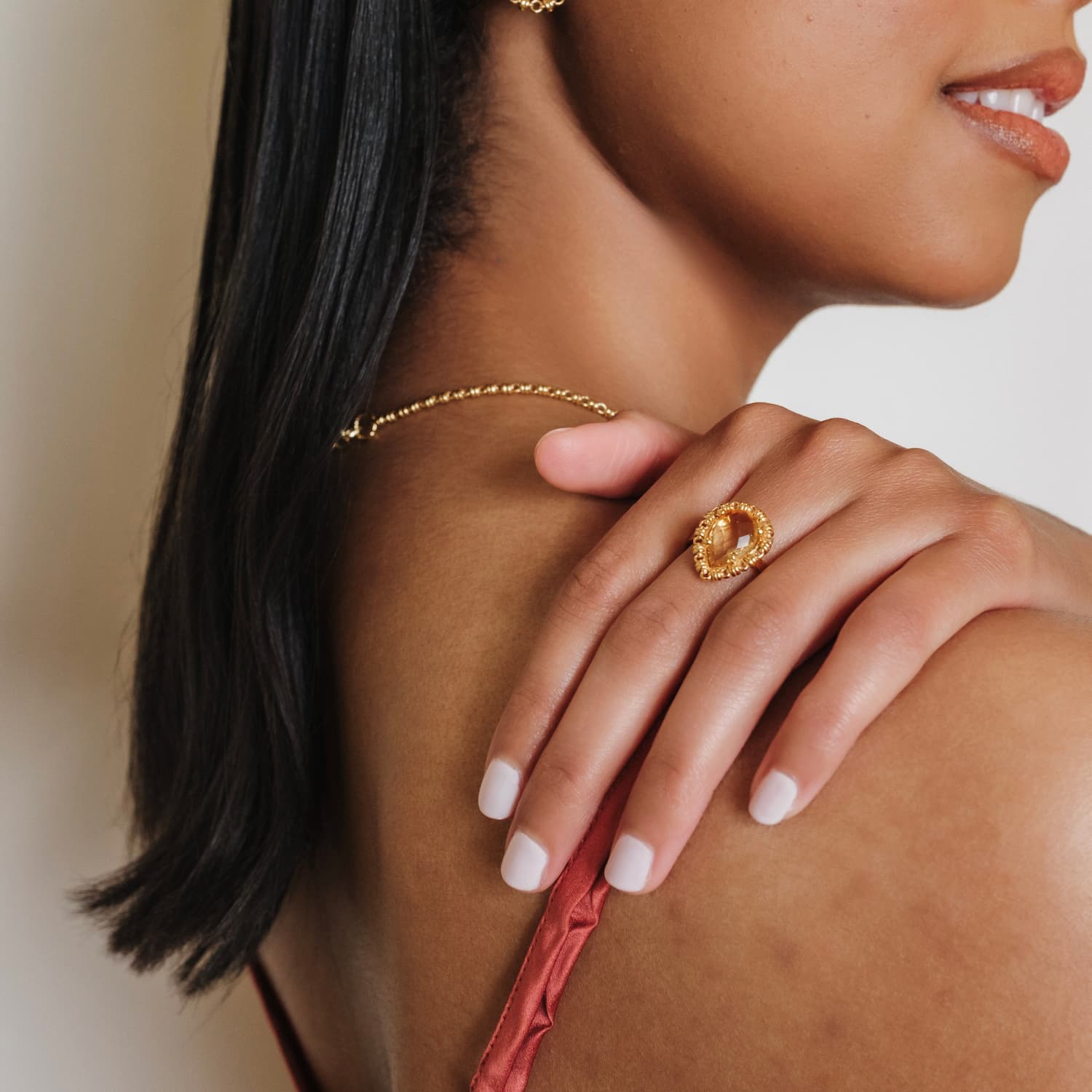 Anello Goccia in Oro con Citrino, Piccolo