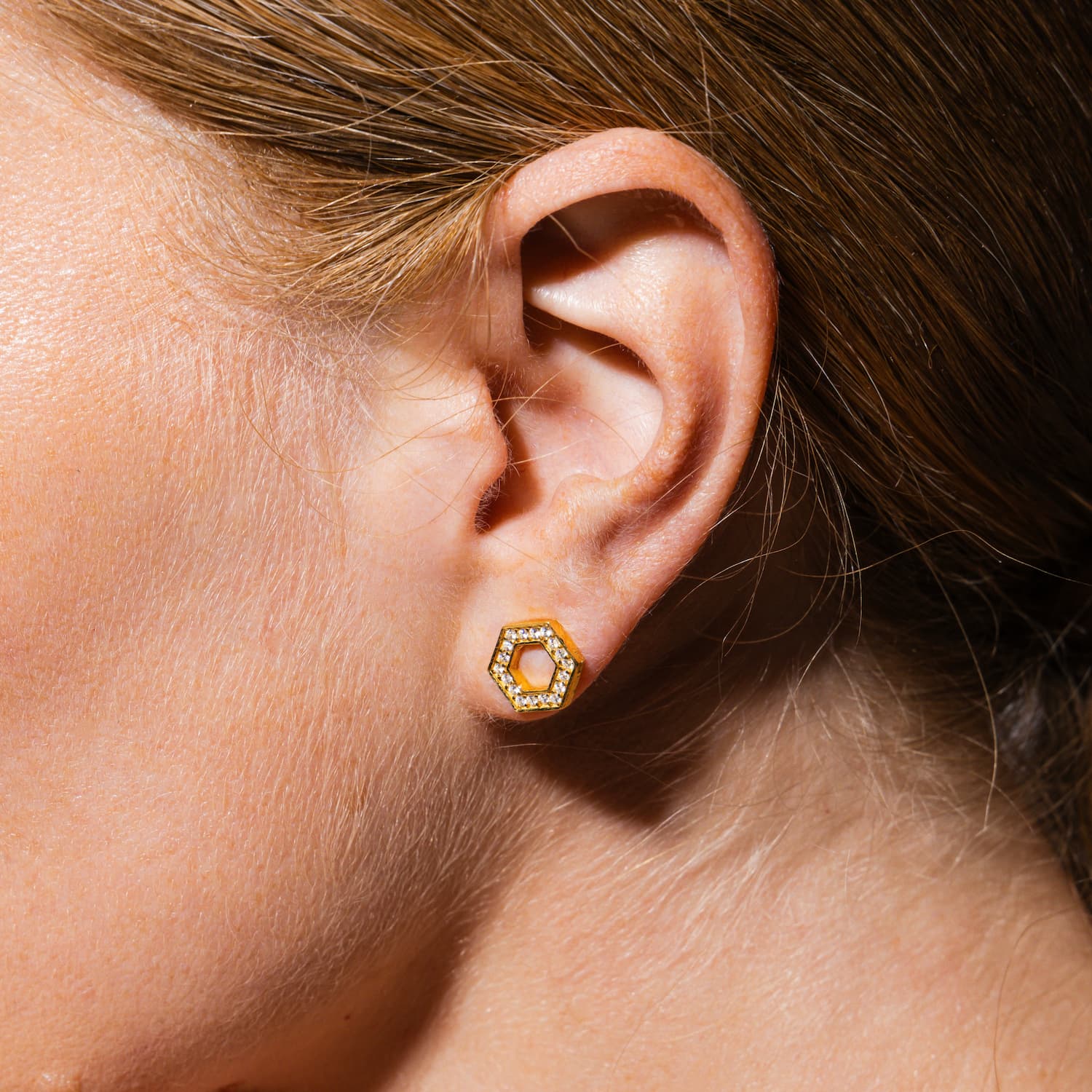 Orecchini Deco in Oro con Pavé