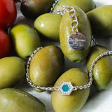 Collana Deco in Rodio con Verde, Bianco & Pavé