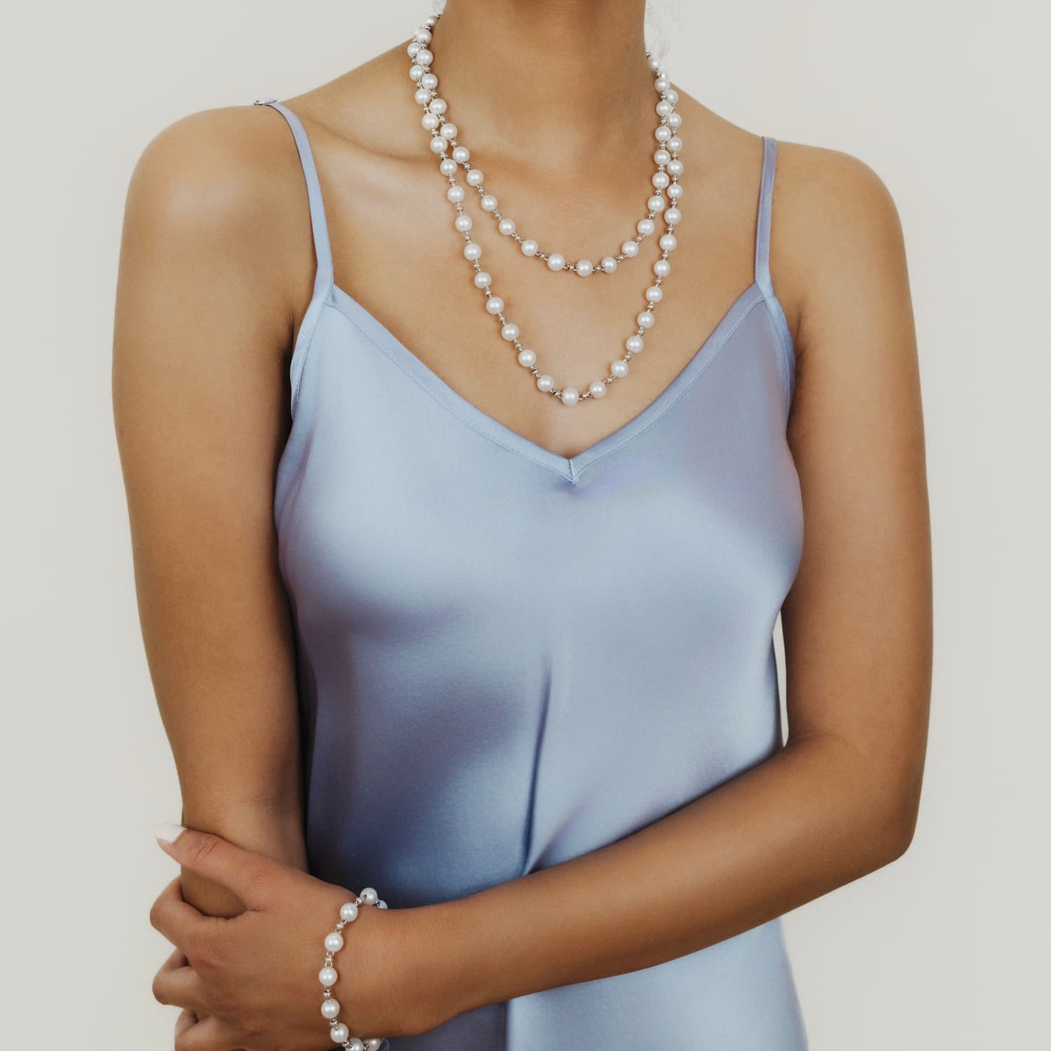 Collana Bella con Perle in Rodio