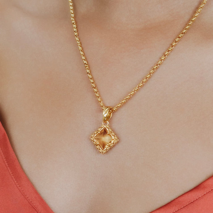 Pendente Quadra in Oro con Citrino