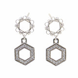 Orecchini Deco Statement in Rodio con Pavé