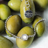 Collana Deco in Rodio con Verde, Bianco & Pavé