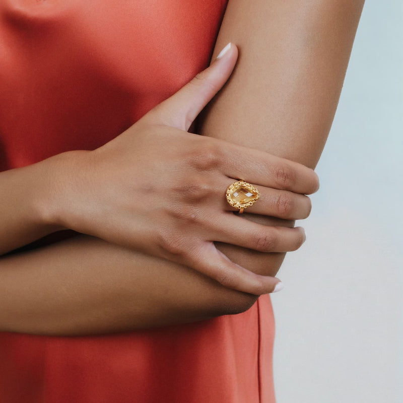 Anello Goccia in Oro con Citrino, Piccolo