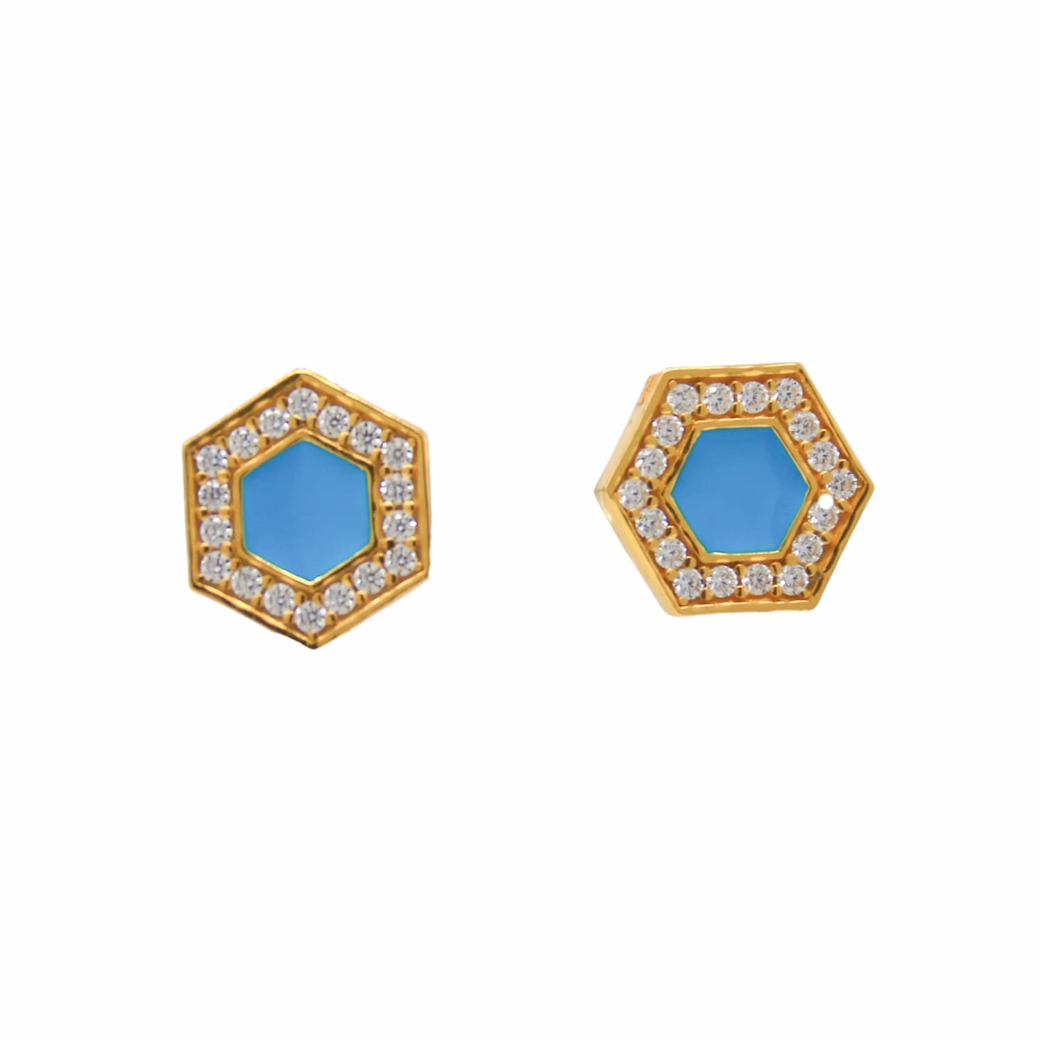 Orecchini Deco in Oro con Turchese & Pavé