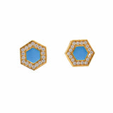 Orecchini Deco in Oro con Turchese & Pavé