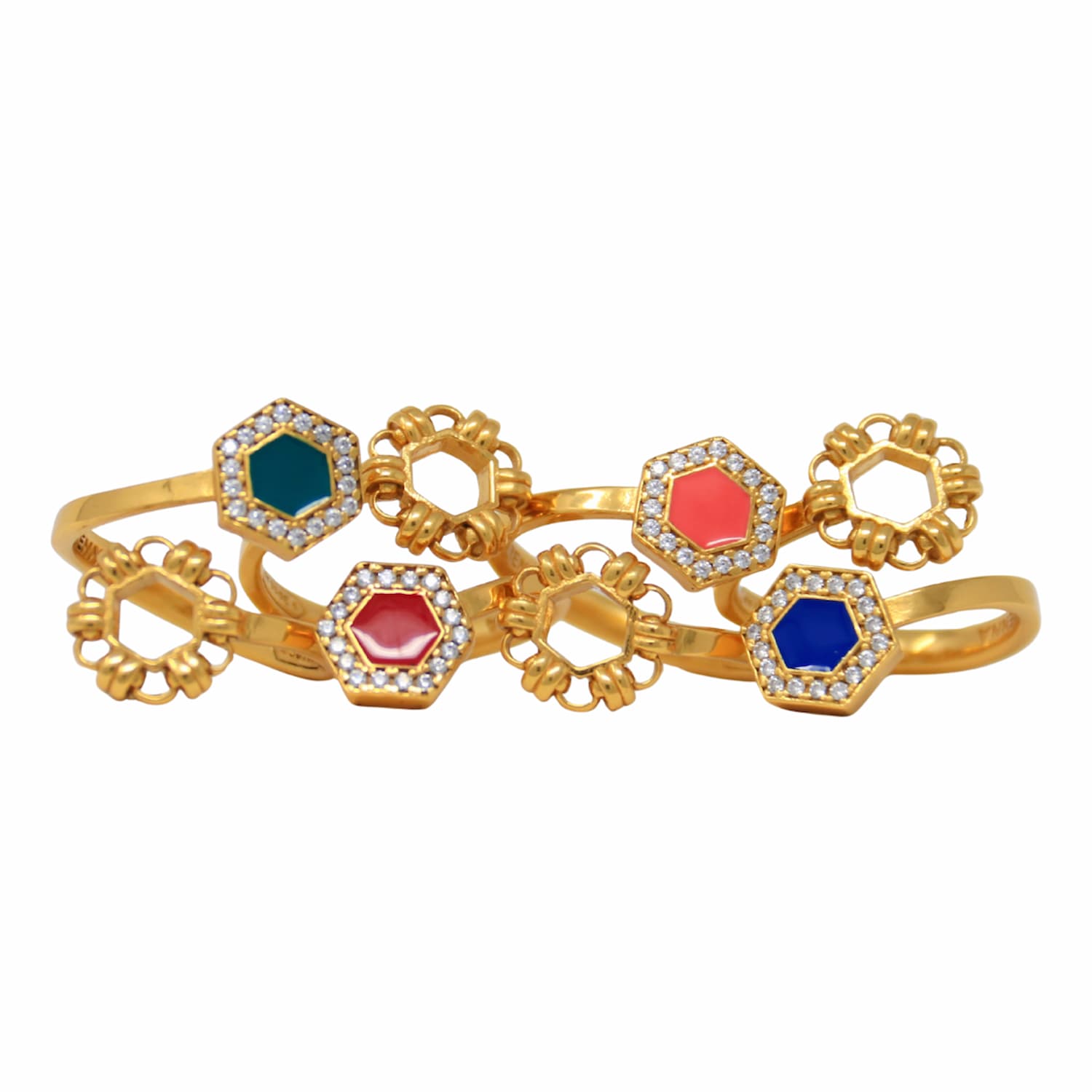 Anello Deco Statement in Oro con Corallo & Pavé