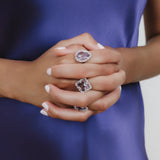 Anello Quadra in Rodio con Ametista