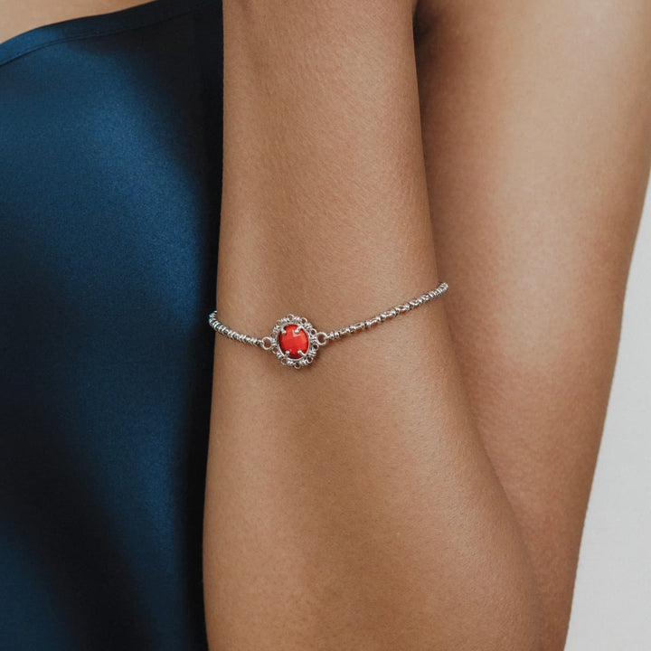 Bracciale Gemma in Rodio con Corallo