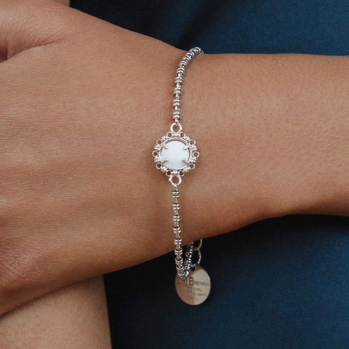 Bracciale Gemma in Rodio con Agata Bianca