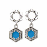 Orecchini Deco Statement in Rodio con Turchese & Pavé