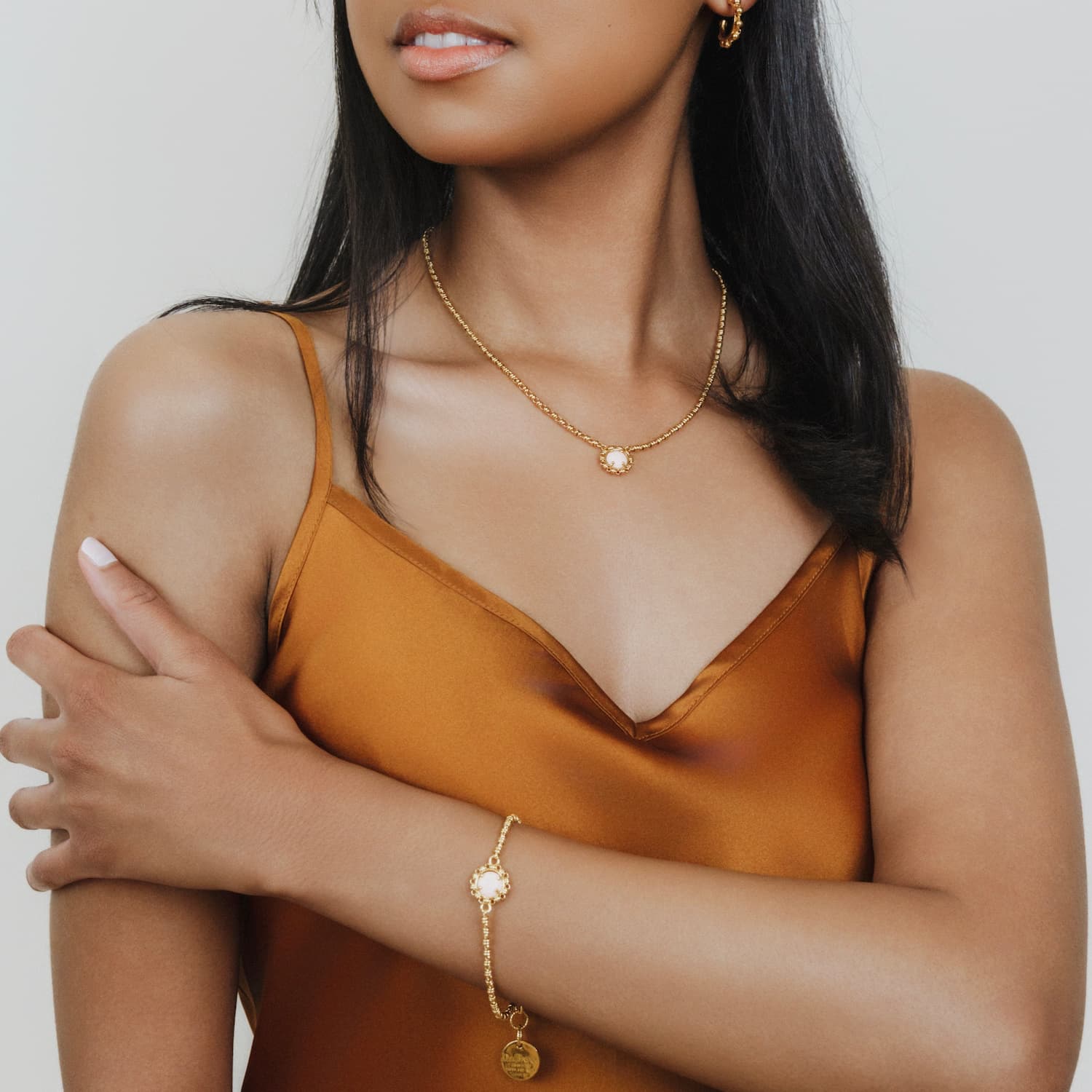 Collana Gemma in Oro con Corallo Rosa