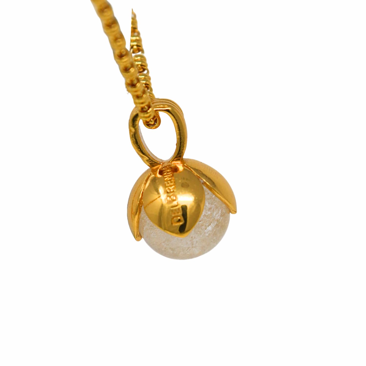 Pendente Magnolia in Oro con Agata Bianca