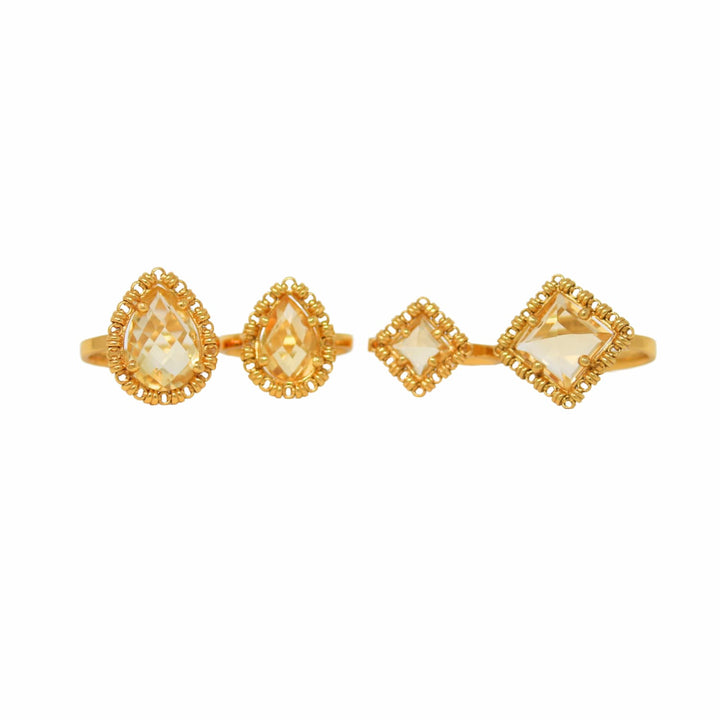 Anello Quadra in Oro con Citrino