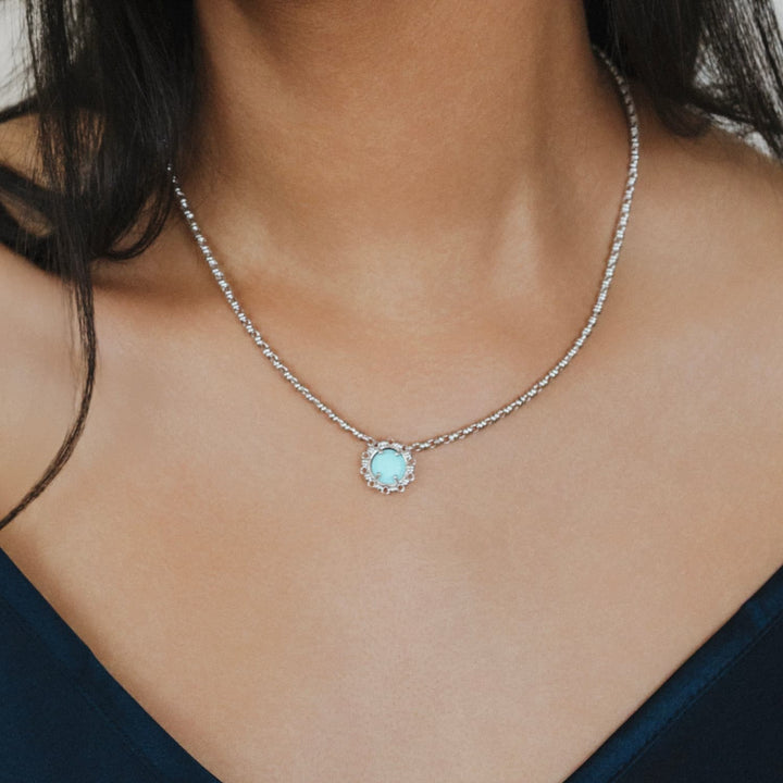 Collana Gemma in Rodio con Turchese