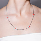 Collana Deco Statement in Rodio con Rosso, Corallo & Pavé
