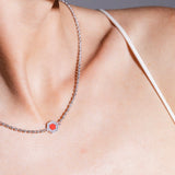 Collana Deco in Rodio con Rosso, Corallo & Pavé