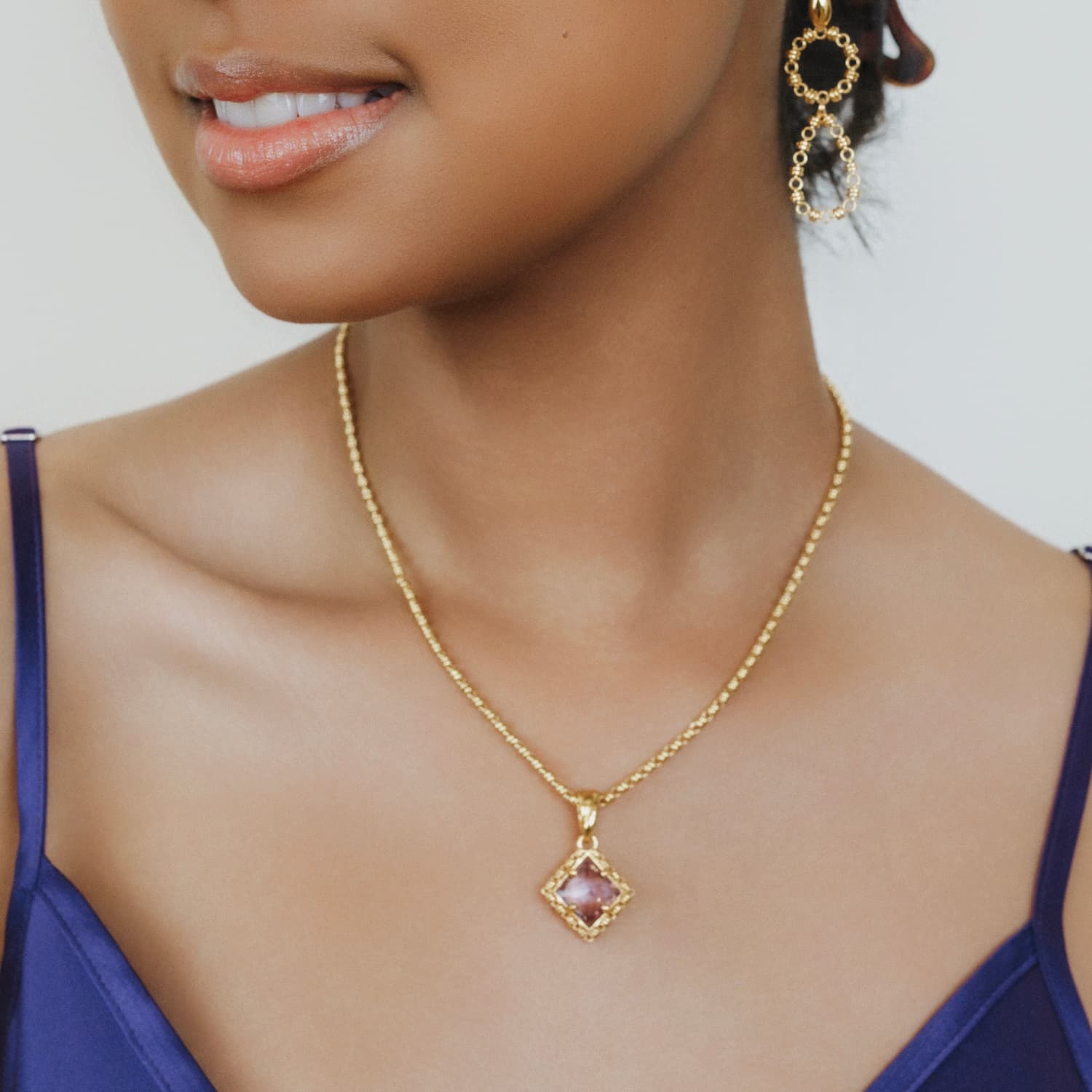 Pendente Quadra in Oro con Ametista