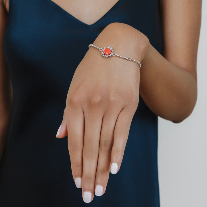 Bracciale Gemma in Rodio con Corallo