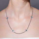 Collana Deco Statement in Rodio con Verde, Bianco & Pavé