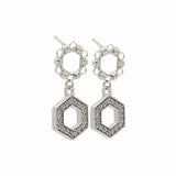 Orecchini Deco Statement in Rodio con Pavé