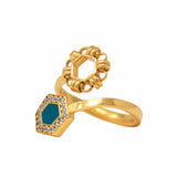 Anello Deco Statement in Oro con Verde & Pavé