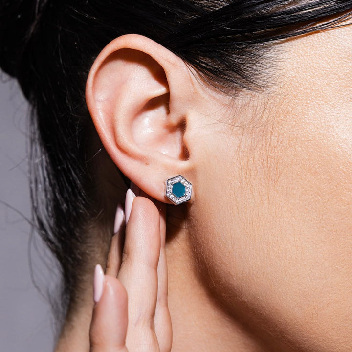 Orecchini Deco in Rodio con Verde & Pavé