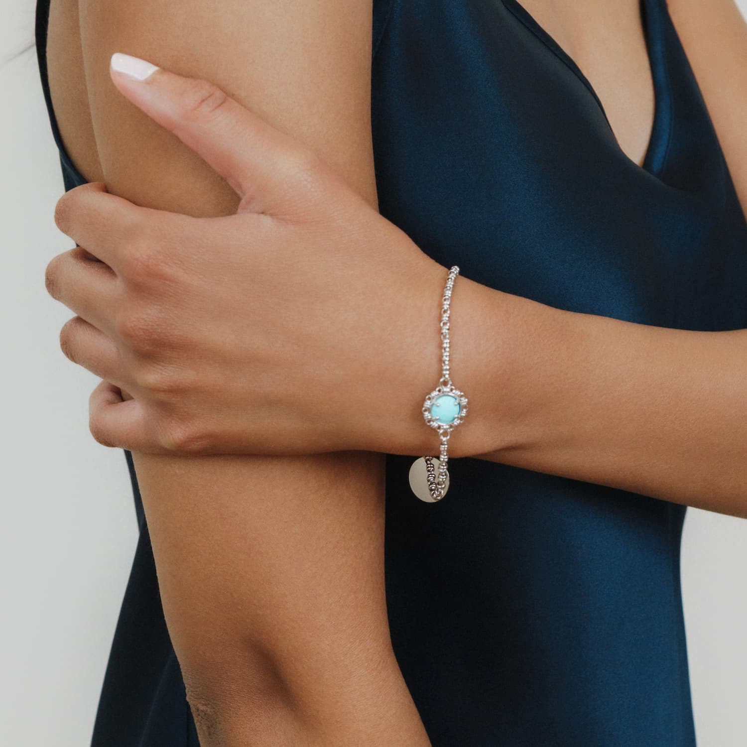 Bracciale Gemma in Rodio con Turchese