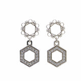 Orecchini Deco Statement in Rodio con Bianco & Pavé