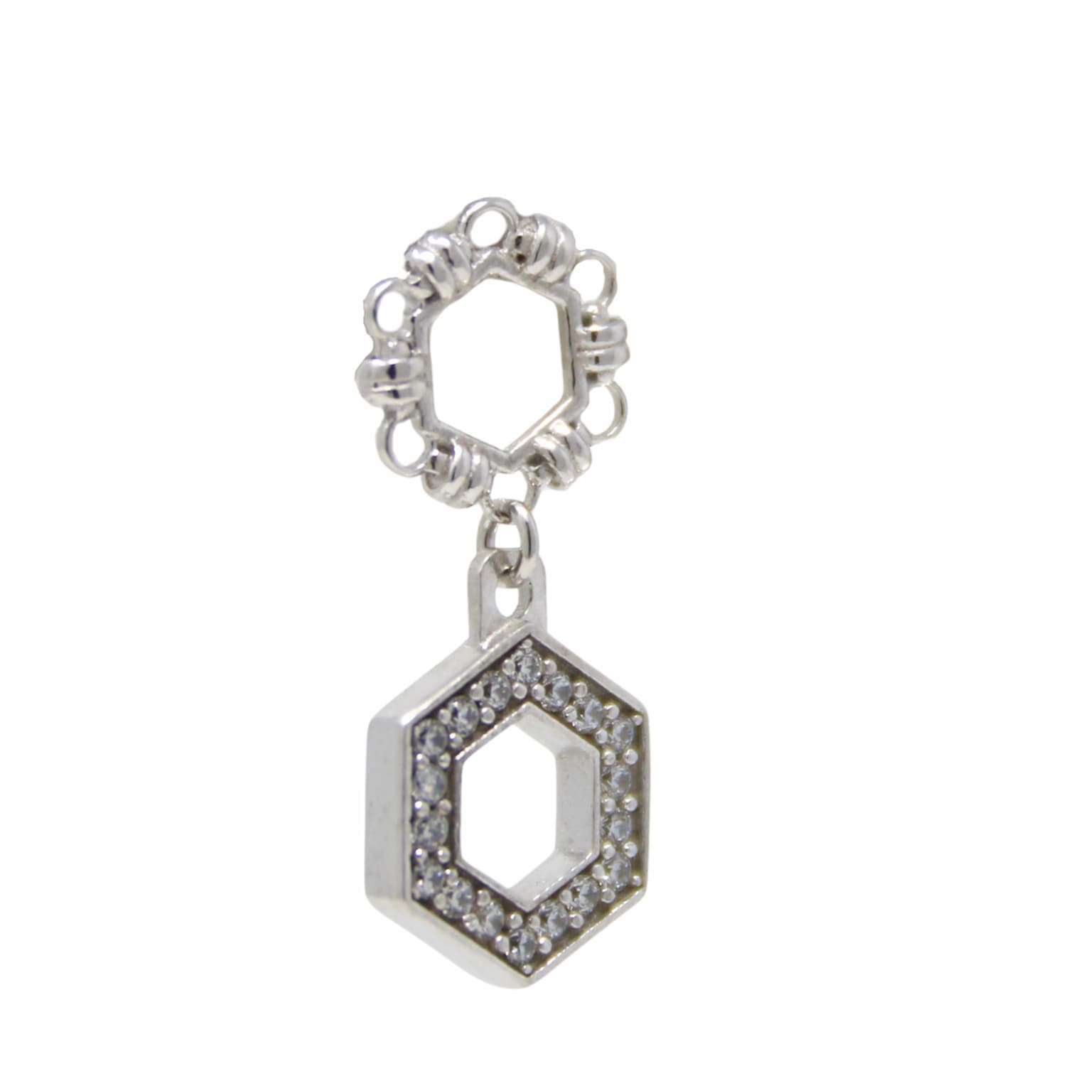 Orecchini Deco Statement in Rodio con Pavé