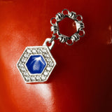 Orecchini Deco Statement in Rodio con Blu & Pavé