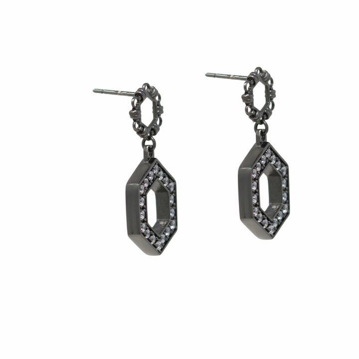 Orecchini Super Deco in Rodio Nero con Pavé